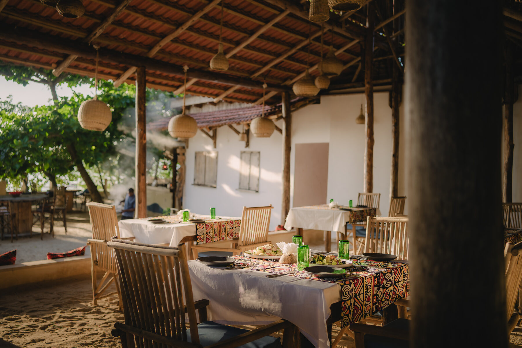 Freshly prepared dinner served by lantern light